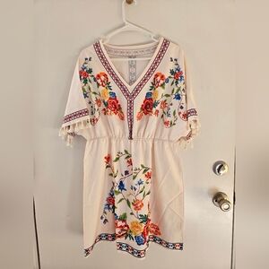Colorful Floral Cream Dress